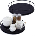 [ 2 Pack ] 9" & 10" Black Wood Lazy Susan Organizers with Steel Sides