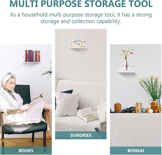 COHEALI European Style Wall Mount Organizer Rack Easy to Install Household Storage Shelf for Bedroom Kitchen Stylish Wall Hanging Storage Random Style Design
