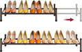 Tajsoon Expandable Shoe Rack for Closet 1 Tier, 28“-41“Stackable, Bronze | Adjustable Shoe Organizer for Closet Shoe Rack Floor, Metal Shoe Shelf Storage Entryway, Front Door Entrance, Garage, Closet