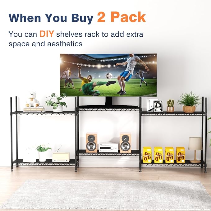 3 Tier Metal Wire Shelf Rack,35.4x17.7 x36.5(WxDxH), Heavy Duty Standing Storage Shelves with Lockable Wheels,Adjustable Wire Shelving Unit for Garage,Kitchen,Ofice,Pantry,Laundry,Black