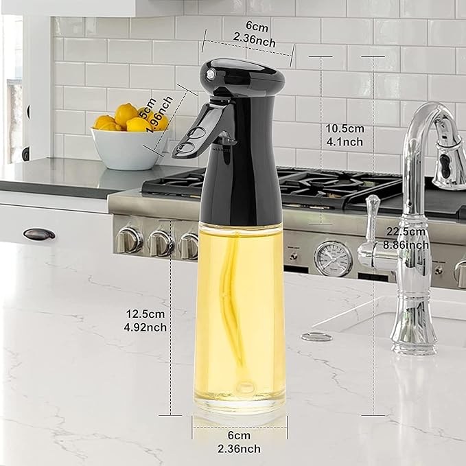 Olive Oil Sprayer for Cooking , 200ml Glass Oil Dispenser Bottle Spray Mister , Refillable Food Grade Oil Vinegar Spritzer Sprayer Bottles for Kitchen, Air Fryer, Salad, Baking,Gifts for Mom Dad