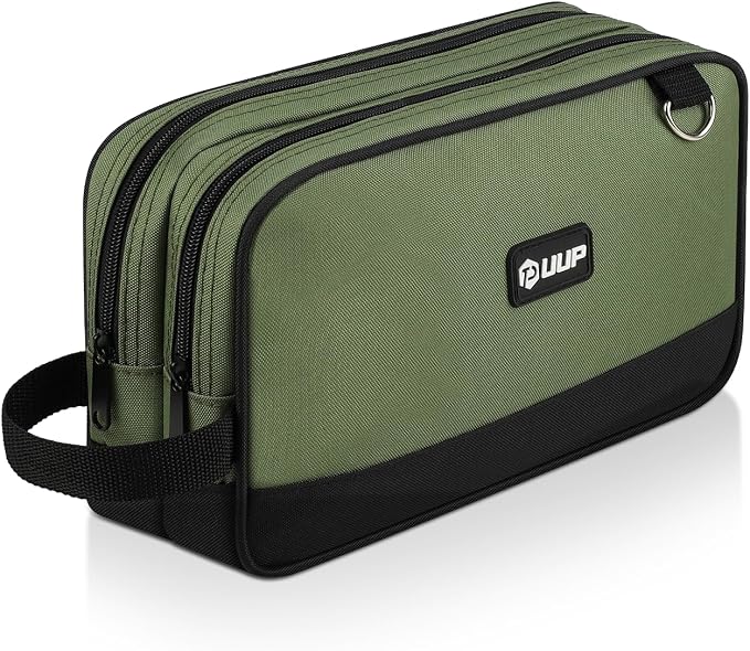 12" Small Tool Bag, Divider Zipper Pouch Tool Box Organizer | Waterproof, Heavy-duty Oxford, Smooth Zipper, Handle & D-Ring, Storage Case for Car Work Tool. Electrician Gift,Green
