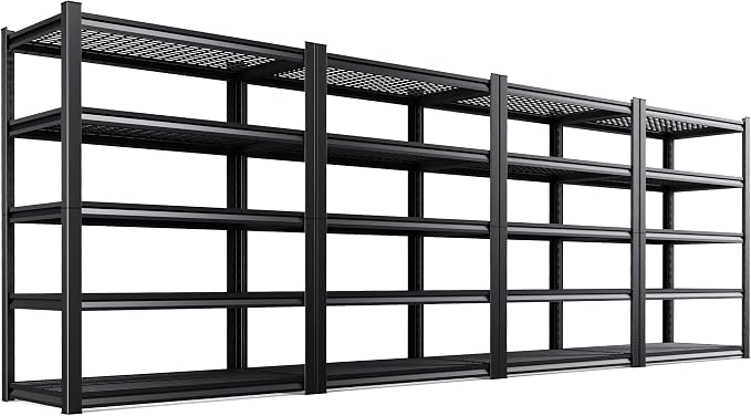 Set of 4 71"H Garage Shelving-3000LBS 5 Tier Storage Shelves,Adjustable Heavy Duty Metal Shelving Unit and Storage Large Wire Rack,Utility Steel Shelf For Shop Warehouse Industrial Pantry 71"x35"x16"