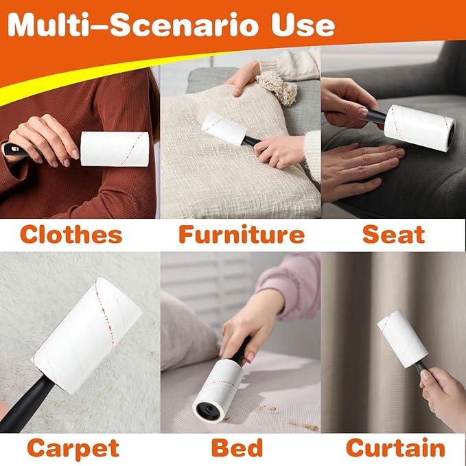Yvnicll 630 Sheets Extra Sticky Lint Rollers for Pet Hair | Easy Spiral Tear Lint Roller for Clothes and Pet Hair， Remover for Couch, Furniture and Carpet.
