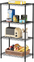 SINGAYE 4 Metal Shelves Wire Shelving Storage Shelf Adjustable Unit Pantry | 4 Tier Kitchen Laundry Room Organization Home Pantry Closet Bathroom Organizers Garage Rack 14" D x 24" W x 48" H Black
