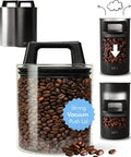 KIVY Vacuum Coffee Canister (Glass) - Push Lid Preserves Coffee Aroma & Oil - Stainless Steel Airtight Coffee Canister - Coffee Container for Ground Coffee & Coffee Bean Storage - Removes Excess Air
