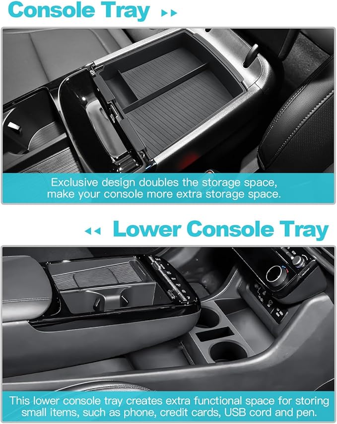 CDEFG 3Pcs for 2026 Hyundai Tucson Center Console Organizer, for 2025 2026 Hyundai Tucson (Hybrid/Limited) Accessories Middle Console & Lower Console Organizer Tray Storage Box