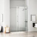 WinZo Frameless Shower Door 56-60 in W x 75 in H, Sliding Shower Door with 5/16"(8mm) Clear Tempered Glass Shower Door, Easy to Clean Bathroom, Silent Soft-Close Design, Brushed Nickel