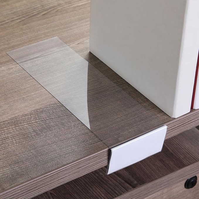 Containlol 60 Sets Moveable Shelf Label Display Holders with Label Inserts and Marker Clear Shelves Tag Plastic Shelf Markers Teachers Gift for Classroom Office Book Shelves(3 x 1.6 Inch)