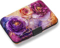 Credit Card Holder, Business Card Case Mini RFID Small Aluminum Card Wallet | Blocking Slim Metal RFID Blocking Front Pocket Wallet Hard Case Durable CC Holder for Women Girl, Purple Marble Flower