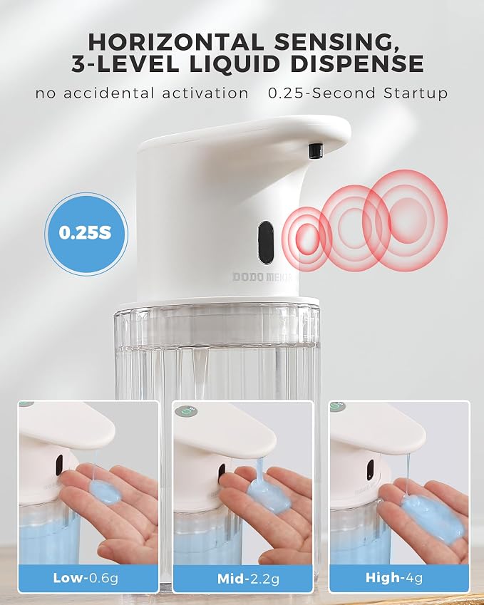 Automatic Soap Dispenser Touchless, USB Rechargeable for Kitchen & Bathroom | Hands Free Infrared Sensor, 3 Adjustable Soap Levels, IPX7 Waterproof, 10oz/300ML, for Hand Soap, Dish Soap&Lotion