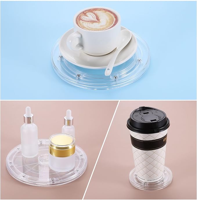 uxcell Acrylic Lazy Susan Turntable, 6 Inch Clear Turntable Organizer Ball Bearing 360 Degree Rotating Tray for Spice Rack Table Cake Kitchen Pantry Decorating Bathrooms