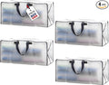 BOX USA 4-Pack Moving Bags with Strong Handles & Zippers - Heavy Duty Extra Large Packing Bags for Storage, Moving Boxes, Dorm & College Supplies, Clear