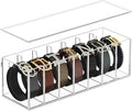 FEMELI Belt Organizer, Acrylic Belt Storage for Closet with Dust Cover, 7 Compartments Belt Container Display Holder for Drawer, Clear Belt Tie Case for Women Men Home | Acrylic Clear Shelf Belts Holders for Closet& Drawer Womens Men Belts Tie Jewelry ...