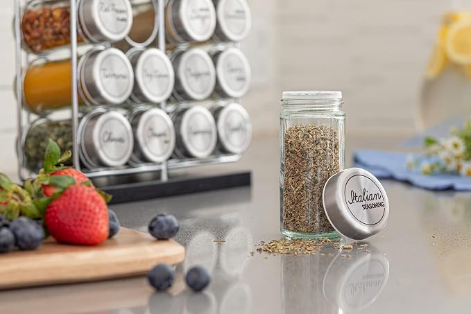 Orii Spice Labels, 160 Clear Round | 160 Pre-printed, 20 Blank