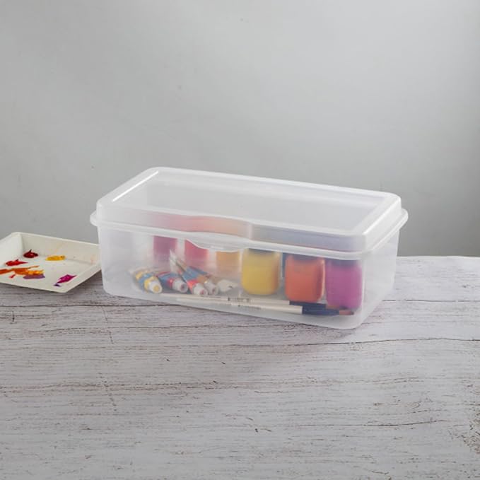 Sterilite 18-Pack FlipTop Stackable Rectangular Storage Bin with Hinging Lid, Clear | Bin with Hinged Lid, Stackable Multipurpose Organizer for Art & Craft Supplies, Accessories, Photos & CDs, Home or Office Use