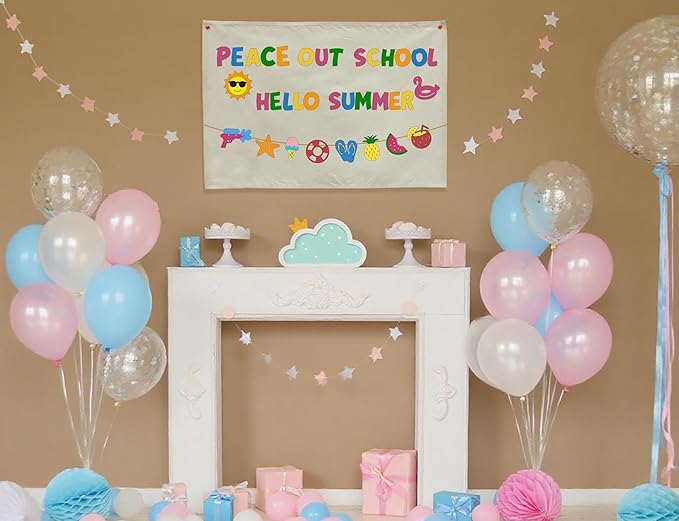 Welcome Party Banner Decor Accessories-Rectangular Canvas Banner Poster Wall Sign-Entryway Outdoor Garden Front Door Flag-Birthday Anniversary Wedding Christmas Gift-Peace Our School Hello