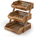 G.a HOMEFAVOR Fruit Basket: 3-Tier Acacia Wood Fruit Bowl for Kitchen, Fruit Stand Storage Holder for Vegetables and Snack Home Kitchen Countertop Organizer (Self-assembly)