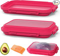 2-Piece Airtight Food Storage Containers Set – Avocado Saver, Onion Keeper, Silicone Kitchen Organizers for Fridge, Reusable & Leak-Proof to Lock in Freshness K05-Pink