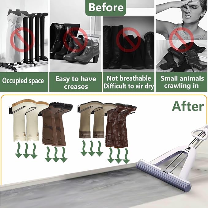 8 Pair Boot Rack for Wall Mounted - Wader Hangers for Drying Fishing Rain Hiking Tall Cowboy Boots - Boot Hanger Holder for Indoor Outdoor Entryway Garage Mudroom Closet
