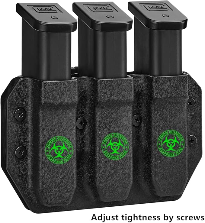 Universal Magazine Carrier | 9MM/40SW Duty Style Triple Mag Pouch | Premium Mag Holster with Combat Belt Clip for Double Stack Mags