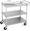 WDT 990Lbs Capacity Heavy Duty Rolling Utility Cart, NSF Rolling Carts with Wheels,Commercial Grade Metal Cart with Handle Bar & Shelf Liner,Trolley Serving Cart for Restaurant,Kitchen,Gray