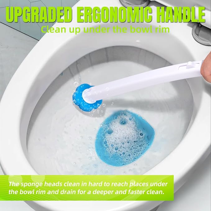 Disposable Toilet Brush, Extended Handle with 48 Cleaner Refills, Toilet Brush for Toilet Bowl Cleaners, Bathroom Cleaning