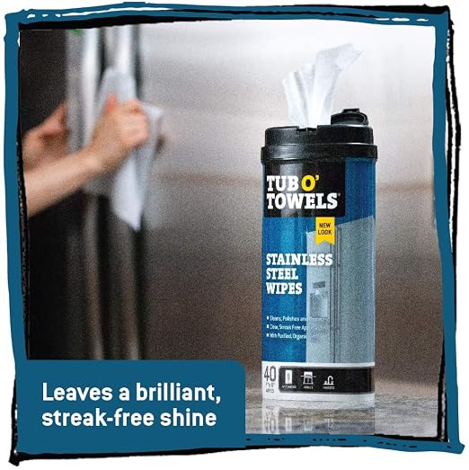 Tub O' Towels TW90 Heavy-Duty Multi-Surface Cleaning Wipes, 5-Pack – XL 10" x 12" Dual-Texture Wipes, 90 Count Per Canister (450 Total Wipes) – Helps Remove Grease, Oil, Tar, Paint & Ink