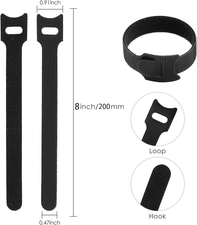 MVYC 150PCS 8 Inch Cable Ties Reusable Multi-Purpose Wire Ties Cord Organizer Adjustable Cable Management 5 Colors