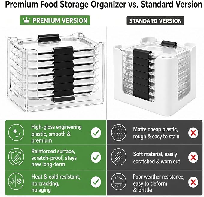 3PCS Clear Acrylic Food Container Lid Organizer for Rubbermaid Brilliance Nap-on Lids, Stackable Lid Holder Rack, Kitchen Storage Holder 4.7 Cup, 3.2 Cup, 1.3 Cup. 0.5 Cup Container, Holds 24 Lids