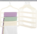 Velvet Pants Clothes Hanger Space Saving Non Slip Pants Shorts Hanger, Myfolrena Jeans Slack Trousers Hangers Multiple Velvet Hanger Closet Organizer Storage for Leggings,Jeans,Scarf,Tie (5, Beige)