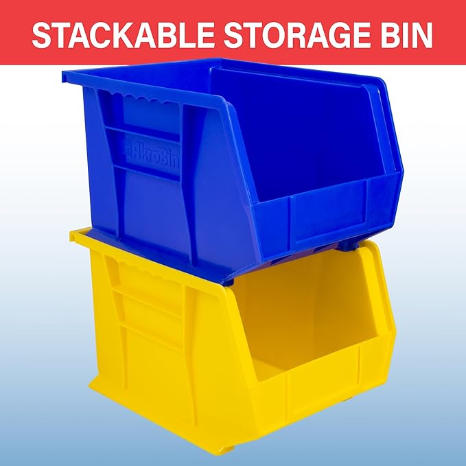 Akro-Mils 30239 AkroBins Plastic Storage Bins, Space-Saving Stackable Bins for Garage, Pantry, Craft Organization, 11-Inch x 8-Inch x 7-Inch, Green, 6-Pack