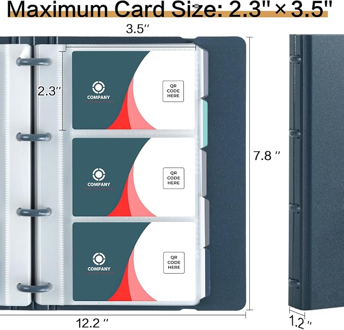 deli Business Card Book Holder, Business Card Organizer, Name Card Book Holder, Portable Office Business Card Holder, Hold 180 Cards, Blue