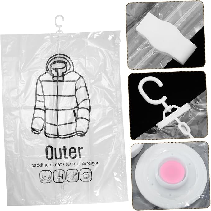 Garneck 2pcs Hanging Vacuum Storage Bags Compression Bags for Clothes Travel Vacuum Seal for Clothing Space Saver for Travel and Home Organization