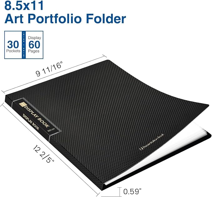 Sooez Binder with Plastic Sleeves 30-Pocket, Displays 60 Pages, 8.5x11 Presentation Folders with Clear Sheet Protectors, Art Portfolio Binder for Certificate & Office Project, Document Organizer