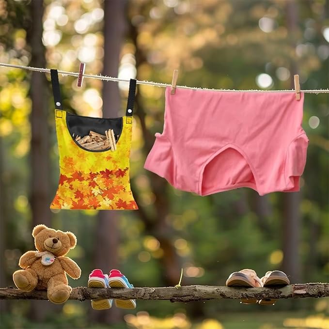 Maple Leaf Clothes Pin Bags Clothespin Bag Holder Clothespin Holder 14.5 x 12 Inch Clothespin Bag for Clothesline Outdoor Outside Laundry Room Lightweight Clothespin Bag for Easy Hang
