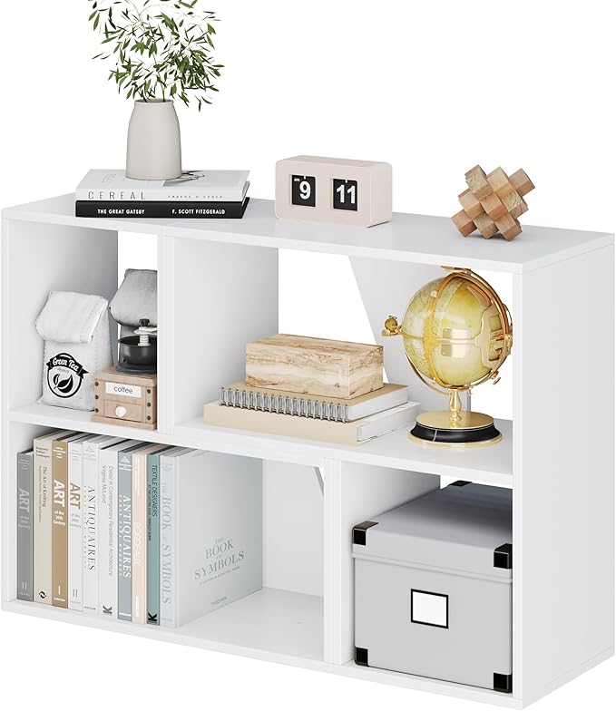 MapleGrace 6 Cube Storage Organizer, Wooden Storage Shelves Bookcase with Back Panels, Stackable Display Bookshelf for Living Room, Bedroom, Study, Hallway, White