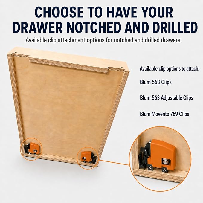 GRITLY Built In USA - Baltic Birch Dovetail Replacement Cabinet Drawer Box - Kitchen Cabinet Slide Out Shelves - Custom Size Wood Drawer - No Slides Included