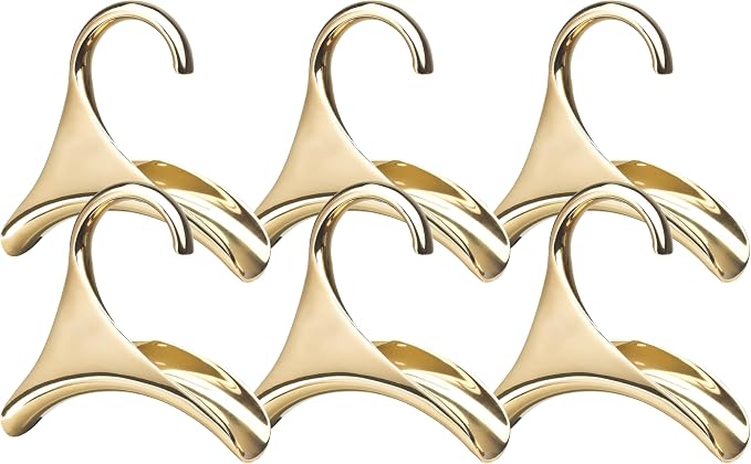 Bag-a-Vie Purse Hanger for Closet - Handbag Organizer Hooks for Hanging Bags & Purses, Protecting Bag Shape & Organizing Space (6 Hanger, Gold Metal)