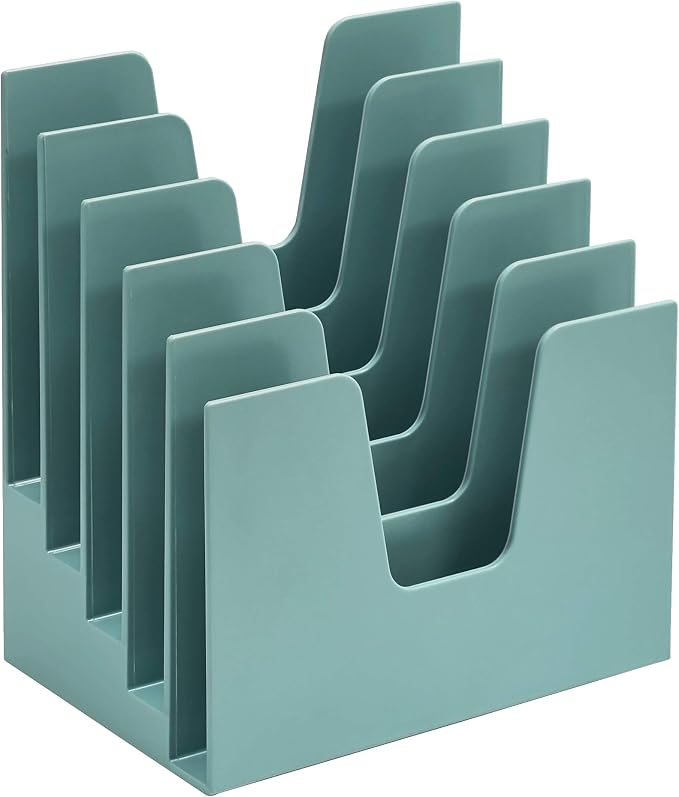 Acrimet 5 Section Incline File Sorter Organizer, Desktop Mail Holder, Green | Durable Plastic, Space-saving Design, Easy Document Access, Ideal for Office, Home and School Use