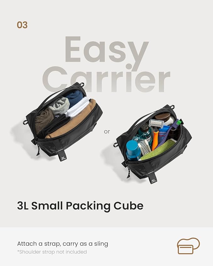 tomtoc 3 Set Packing Cubes for Travel, Compression Expandable Organizers | Odor-resistant Travel Bag Pouch for Backpack & Suitcase, Luggage Organizer Accessories for Travel Essentials Storage