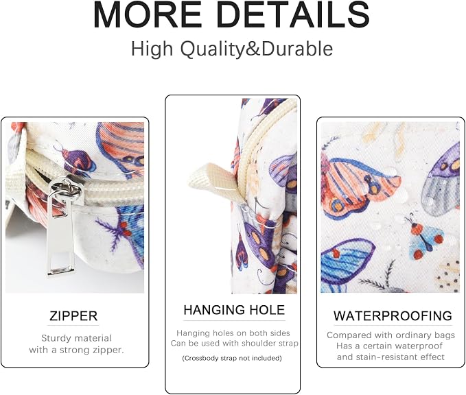 Portfolio Organizer with Multiple Pockets, Waterproof Travel Zippered Toiletry Bag, Portable Storage Pencil Pouch for Notebooks, Stationeries, Make-up, Journal Office Art Supplies.White Moth