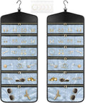 CHICECO Hanging Jewelry Organizer With Zippered Pockets,40 Pockets Travel Jewelry Organizer Storage for Cloest,Wall,Door (Blue)