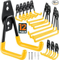 HUPBIPY 12 Pack Garage Hooks Heavy Duty, Wall Mount Ladder Hooks | Storage Organizer With a non-slip coating for Hanging Bicycles Garden Tools Ladders Hoses Ropes and Loose Items(Yellow)