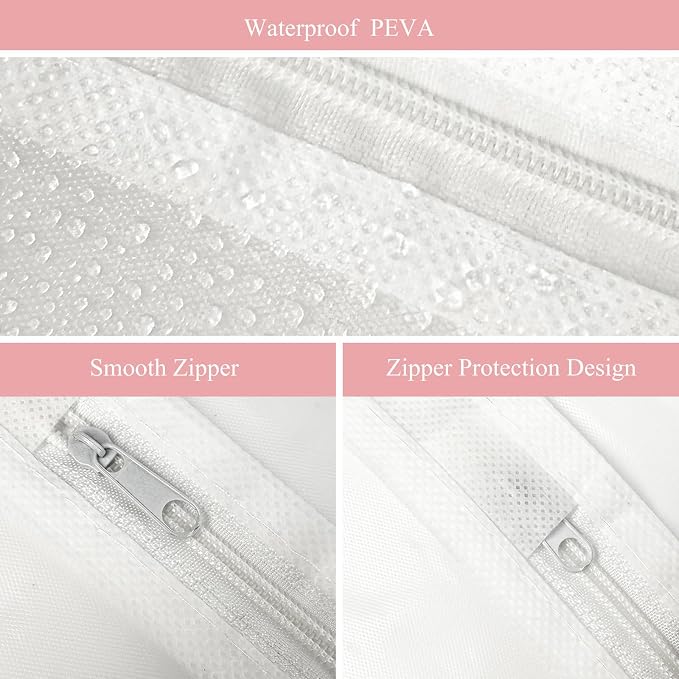 5 Pack Garment Bags for Hanging Clothes, 40" Suit Bags for Closet Storage, Plastic Clothes Covers with Zipper for Dresses
