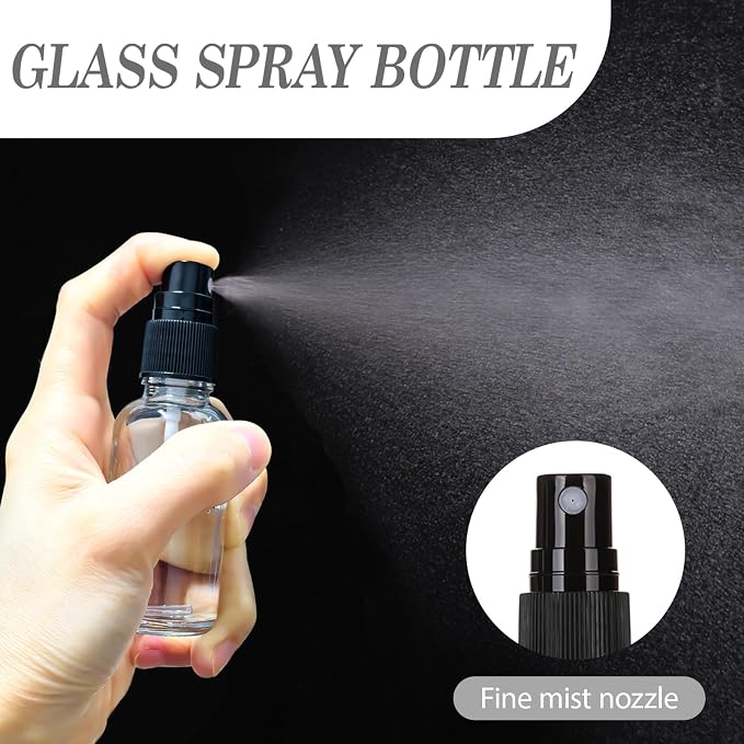 1 oz Glass Spray Bottles,Small Empty Fine Mist Refillable Travel Spray Bottle for Cleaning,Perfume,Aromatherapy,Cosmetic Sprays,Hair,Essential Oils with Fine Mist Dispenser（3 Pack）