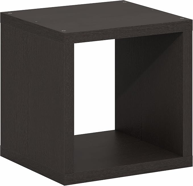 Furinno Cubicle Stackable Book Shelf, Extra Thick Bookshelf, Dark Oak | Cube Storage Organizer Bookcase with Open Back, 15.8" x 15.8" x 14.6", for Living Room, Bedroom, Home Office