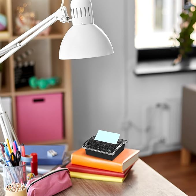 Eersida Rhinestone Self Stick Note Pad Holders 4 x 4 Inches Black Cute Note Holder Sticky Dispenser Bling Memo Stick Dispenser for Office Employee Coworkers Gifts Home Desk Supplies