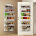 Over the Door Pantry Organizer 6 Tiers Hanging or Wall Mounted Spice Rack with Adjustable Basket,Heavy Duty Metal Seasoning Organizer Shelf for Kitchen Pantry and Bathroom
