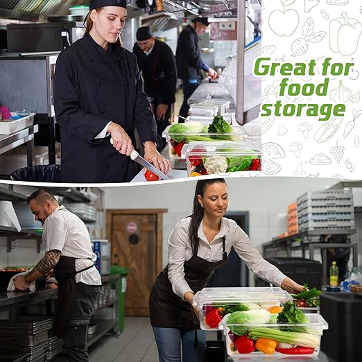 2 Pack 3.5 Gallon Polycarbonate Food Storage Box Commercial Products Food/Tote Box Storage Container with Lid Plastic, Clear, for Restaurant/Kitchen/Cafeteria